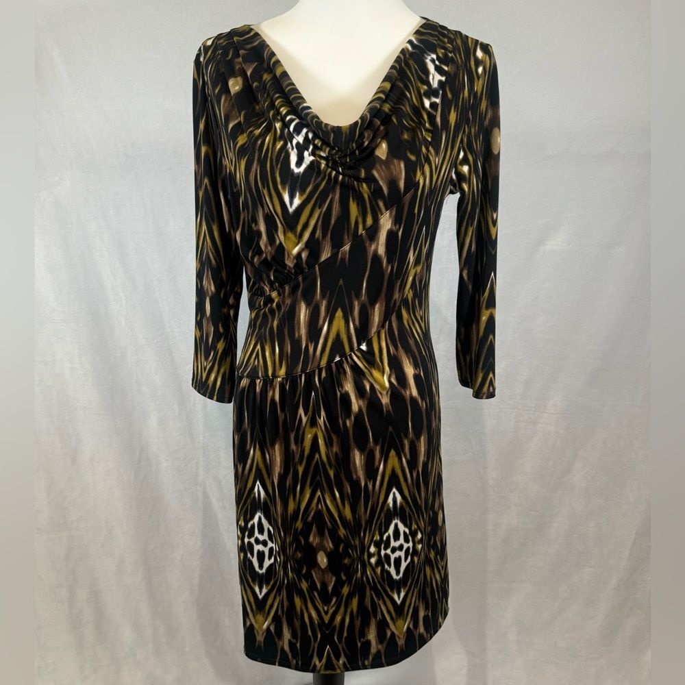 Antonio Melani cowl neck abstract print dress size small